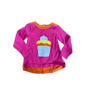 Marimekko pink and orange long sleeve blouse with cupcake design